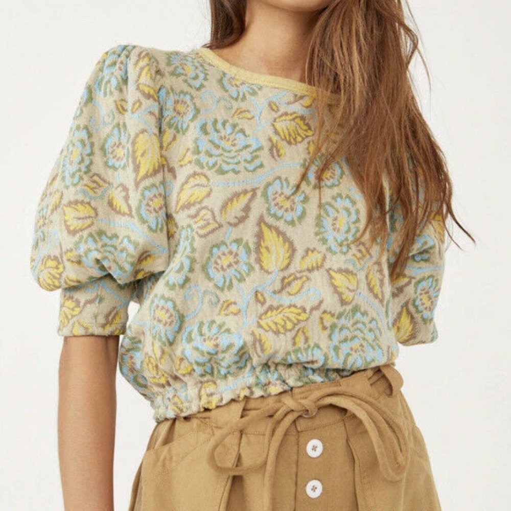 Free People No Ordinary Top in Oatmeal Combo size XL NWT